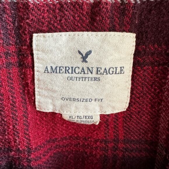 American Eagle AE Oversized Fit Destroyed Flannel Shirt - Picture 5 of 9